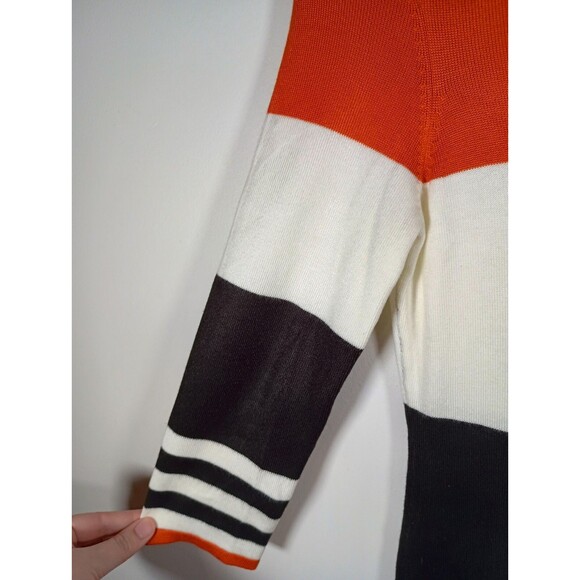 J Howard Sweater Dress Fit and Flare Orange Black White striped Size Small - Picture 3 of 5